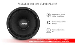 PANCADÃO Mid-Bass Loudspeaker 10" 1500 Watts Rms 8-Ohm - DS18