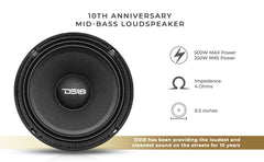 10th Anniversary Edition 6.5" Mid-Bass Loudspeaker 250 Watts Rms 4-Ohm - DS18