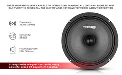 DS18 PRO-B6.4 6.5" Mid-Range Car Audio Loudspeaker with Bullet 120 Watts 4-Ohm - DS18