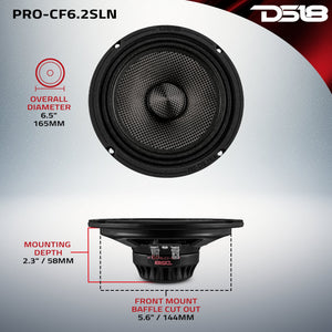 6.5” Slim Motorcycle & Motorsports Loudspeaker With Neodymium Magnet and Water Resistant Carbon Fiber Cone | 2-Ohm 150W RMS