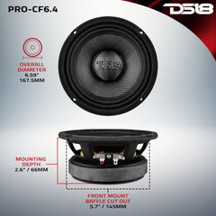 6.5” Motorcycle & Motorsports Loudspeaker With Water Resistant Carbon Fiber Cone | 4-Ohm 300W RMS - DS18