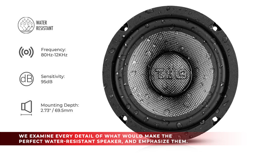 PRO 6.5" Neodymium Carbon Fiber Water resistant Cone Mid-Bass Loudspeaker 250 Watts Rms 4-Ohm - DS18