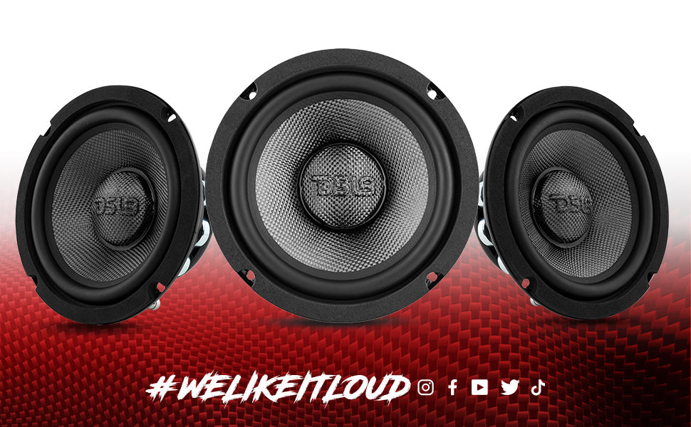 PRO 6.5" Neodymium Carbon Fiber Water resistant Cone Mid-Bass Loudspeaker 250 Watts Rms 4-Ohm - DS18