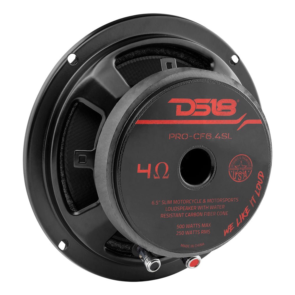PRO 6.5” Shallow Mid-Bass Loudspeaker with Carbon Fiber Water-Resistant Cone | 250W RMS 4-Ohm - DS18