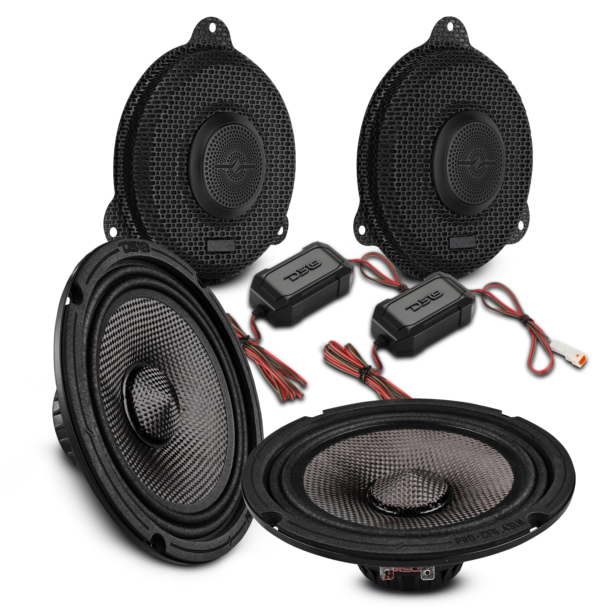 Harley-Davidson Street Glide 2014–2023 Front Stage Audio Upgrade Kit | 6.5" Slim Midrange Speakers + Bullet Tweeter NVY