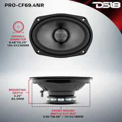 PRO 6x9" Neodymium Carbon Fiber Water resistant Cone Mid-Bass Loudspeaker 300 Watts Rms 4-Ohm - DS18