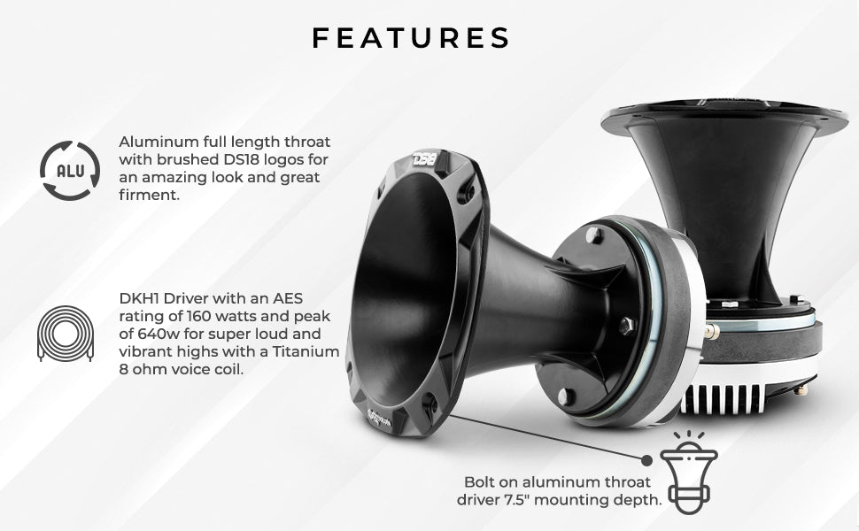 2" Driver And Horn Kit 320 Watts 2" Titanium 8-Ohm Vc (PRO-D1+PRO-HA102/BK) - DS18