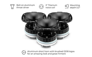2" Throat Bolt On Neodymium Driver with Spacer, 2" Throat Titanium Voice Coil 640 Watts and PRO-HA52/BK Horn 680 Watts 118dB