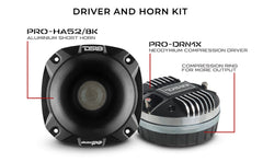 2" Throat Bolt On Neodymium Driver with Spacer, 2" Throat Titanium Voice Coil 640 Watts and PRO-HA52/BK Horn 680 Watts 118dB
