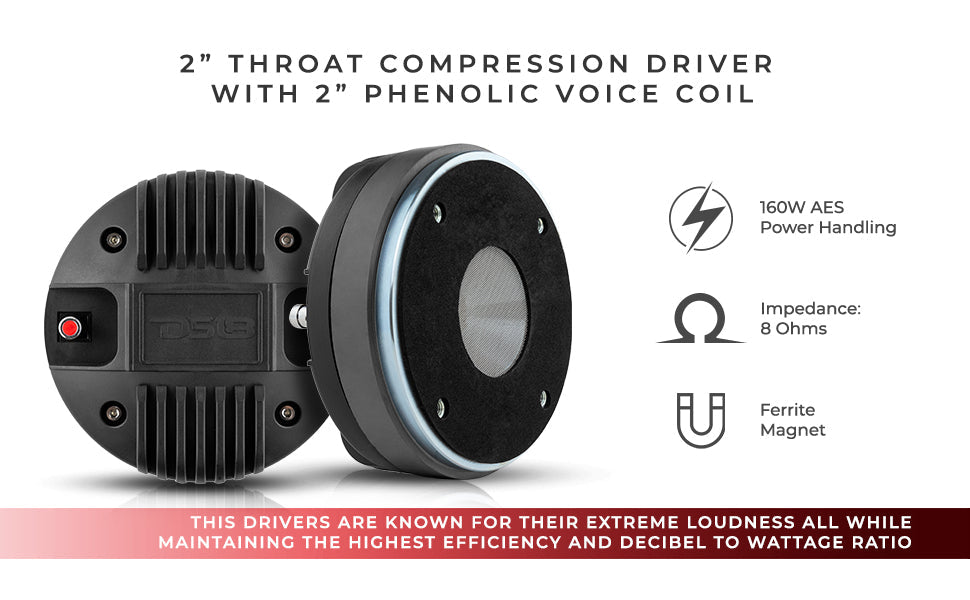 2" Throat Bolt on Driver 320 Watts 2" Phenolic Vc 8-Ohm - DS18