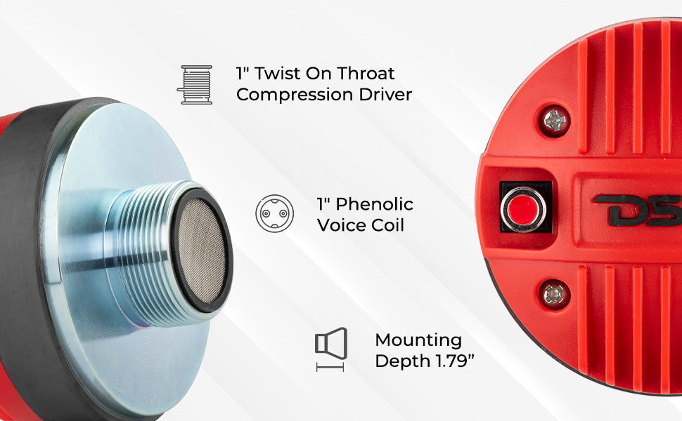 1" Throat Twist On Compression Driver with 1" Phenolic VC 240 Watts 8 ohm - DS18