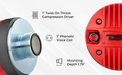 1" Throat Twist On Compression Driver with 1" Phenolic VC 240 Watts 8 ohm - DS18