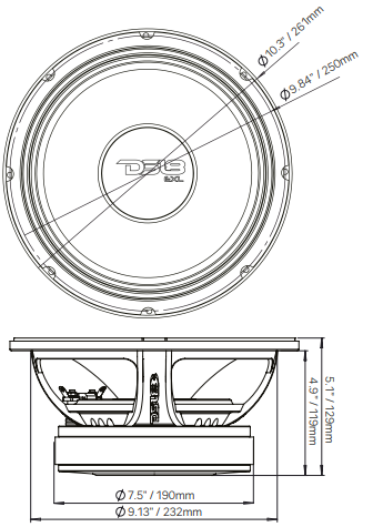 PRO EXL 10" Mid-Bass Loudspeaker 600 Watts Rms 4-Ohm - DS18