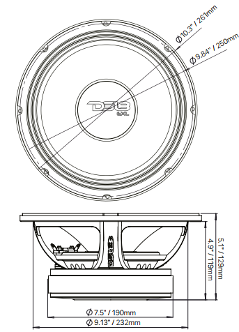 DS18 PRO-EXL108 10" Mid-Range Loudspeaker 1200 Watts 8-Ohm - DS18