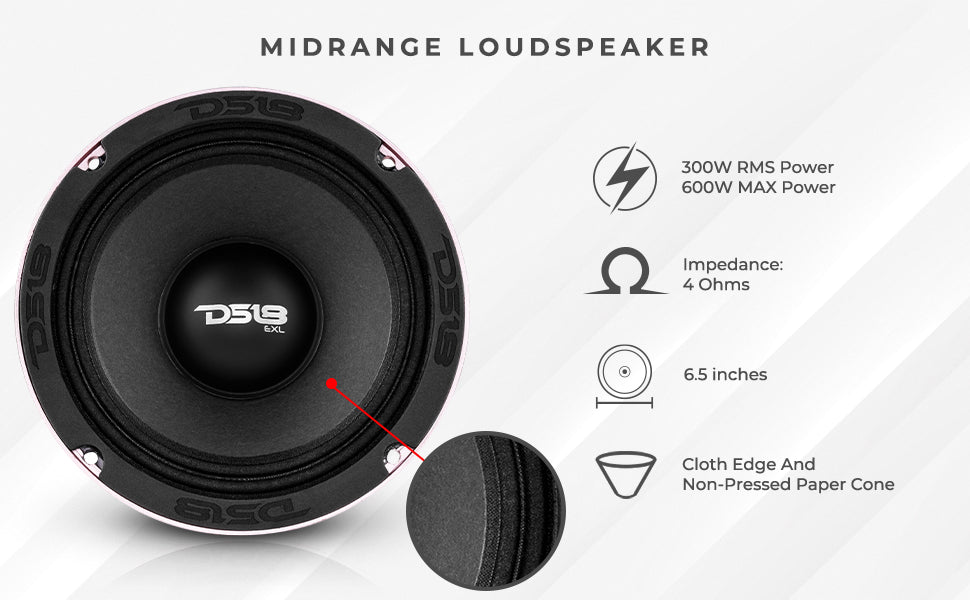 PRO-EXL 6.5" Mid-Range Loudspeaker 300 Watts Rms 4-Ohm - DS18