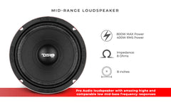 PRO-EXL 8" Mid-Range Loudspeaker 400 Watts Rms 8-Ohm - DS18