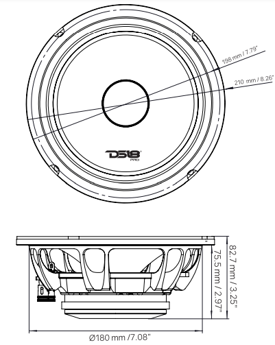 PRO 8" Neodymium Full-Range Bullet Loudspeaker 250 Watts Rms 4-Ohm - DS18