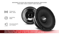 PRO-FU 10" Mid-Range Loudspeaker 400 Watts Rms 4-Ohm - DS18