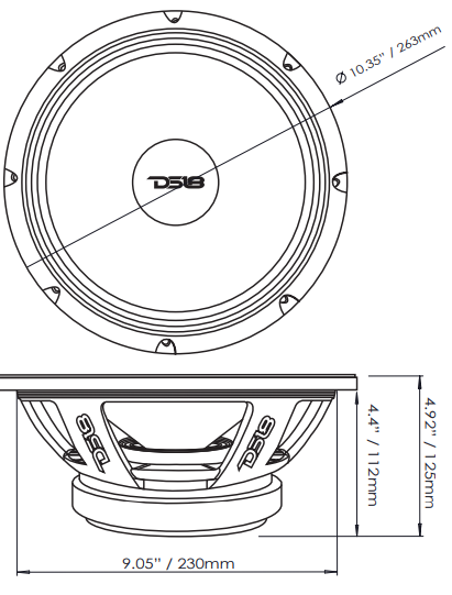 PRO-FU 10" Mid-Range Loudspeaker 400 Watts Rms 4-Ohm - DS18