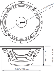 PRO-FU 10" Mid-Range Loudspeaker 400 Watts Rms 4-Ohm - DS18