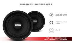 PRO-FU 8" Mid-Range Loudspeaker 350 Watts Rms 4-Ohm - DS18