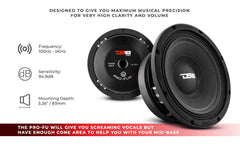PRO-FU 8" Mid-Range Loudspeaker 350 Watts Rms 4-Ohm - DS18