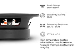 PRO 6.5" Mid-Range Loudspeaker with Bullet | 140W RMS 4-Ohm - DS18