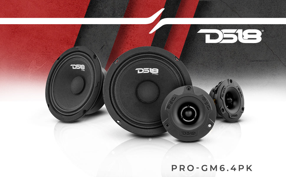 DS18 PRO-GM6.4PK Loudspeakers and Tweeters Package Including a Pair of PRO-GM6.4 + a Pair of PRO-TW1X/BK - DS18