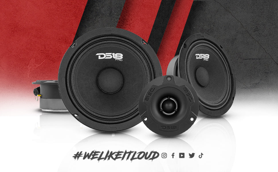 DS18 PRO-GM6.4PK Loudspeakers and Tweeters Package Including a Pair of PRO-GM6.4 + a Pair of PRO-TW1X/BK - DS18