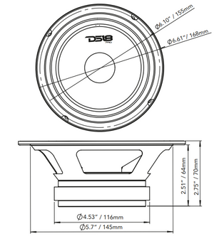 DS18 PRO-GM6.4PK Loudspeakers and Tweeters Package Including a Pair of PRO-GM6.4 + a Pair of PRO-TW1X/BK - DS18