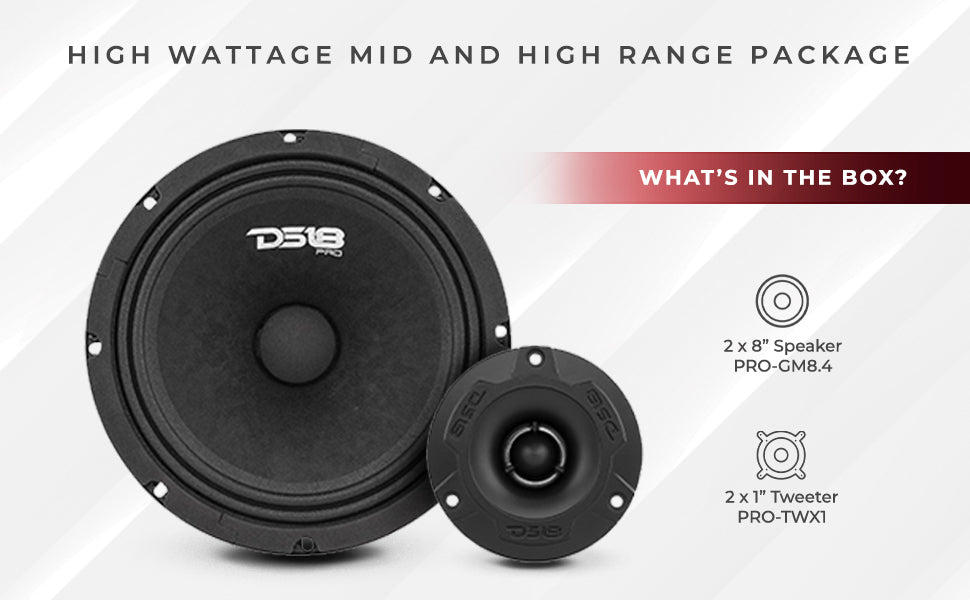 8" Mid-Range Loudspeaker & 3.8" Super Bullet Tweeter Package – High-Power Audio Pair - DS18