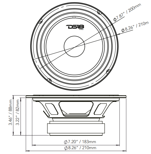 8" Mid-Range Loudspeaker & 3.8" Super Bullet Tweeter Package – High-Power Audio Pair - DS18