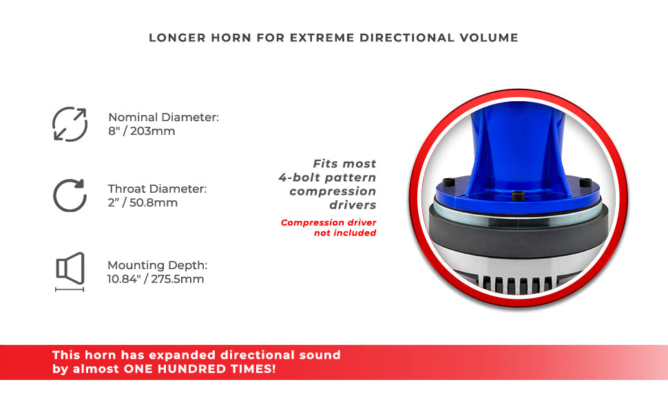 2" Throat Bolt On 27° 10.84" Depth Plastic Horn - DS18
