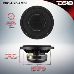 PRO 6.5" Shallow Coaxial Hybrid Mid-Range Loudspeaker with Built-in Driver | 150W RMS 4-Ohm - DS18