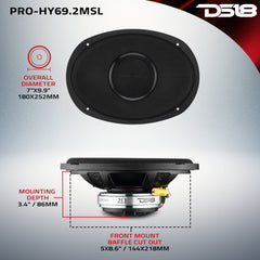 PRO 6x9” Hybrid Slim Loudspeaker with Water-Resistant Cone and Compression Driver Horn | 175W RMS 2-Ohm - DS18