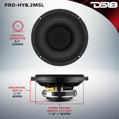 PRO 8" Hybrid Slim Loudspeaker with a 1" Compression Driver Horn | 200W RMS 2-Ohm - DS18
