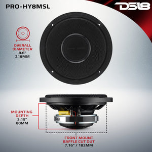 PRO 8" Shallow Coaxial Hybrid Mid-Range Loudspeaker with Built-in Driver | 200W RMS 8-Ohm - DS18