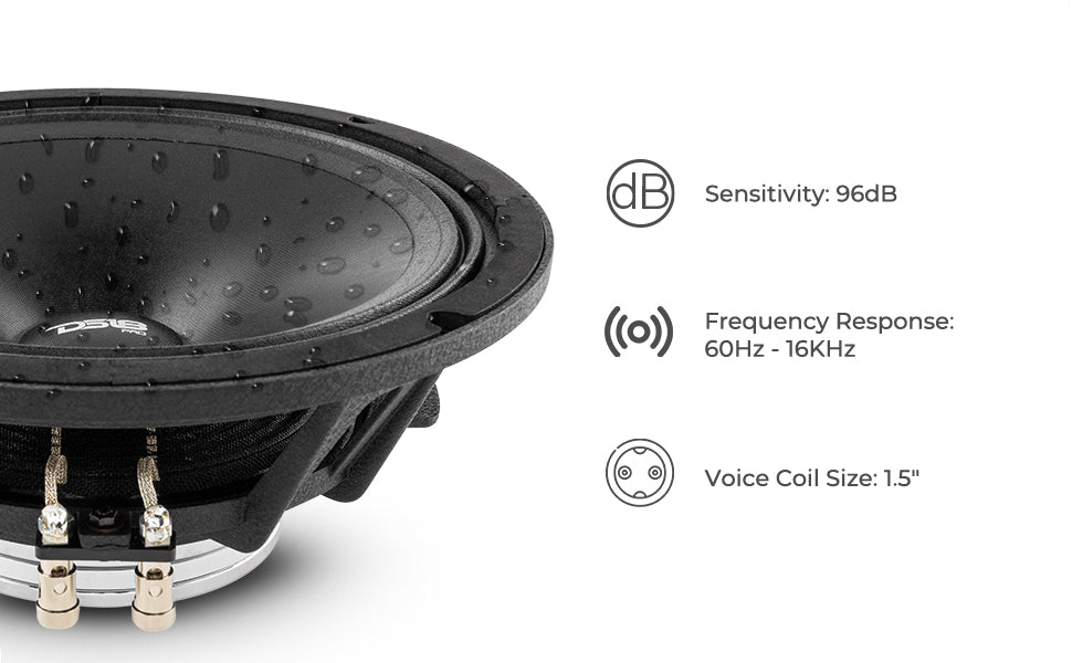 PRO 8" Neodymium Water resistant Full-Range Loudspeaker 250 Watts Rms 2-Ohm - DS18