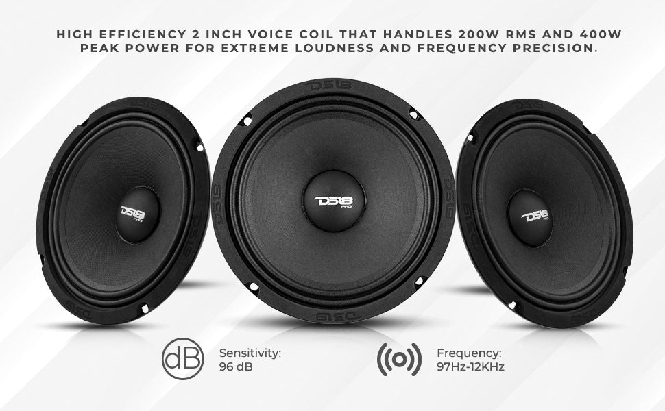 PRO 8" Shallow Neodymium Full-Range Loudspeaker 200 Watts Rms 4-Ohm - DS18