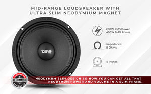 PRO 8" Shallow Neodymium Full-Range Loudspeaker 200 Watts Rms 8-Ohm - DS18
