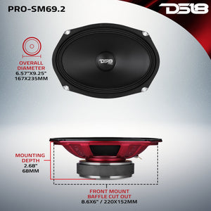 PRO 6x9" Slim Water-Resistant Mid-Range Loudspeaker | 250W RMS 2-Ohm - DS18