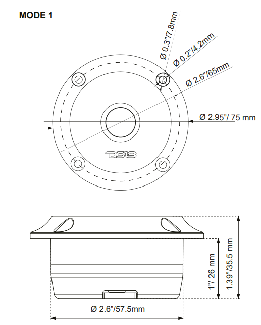3" Surface/Flush/Angle High Compression Neodymium Super Bullet Tweeter 100 Watts 1" Aluminum 4-Ohm Vc - DS18