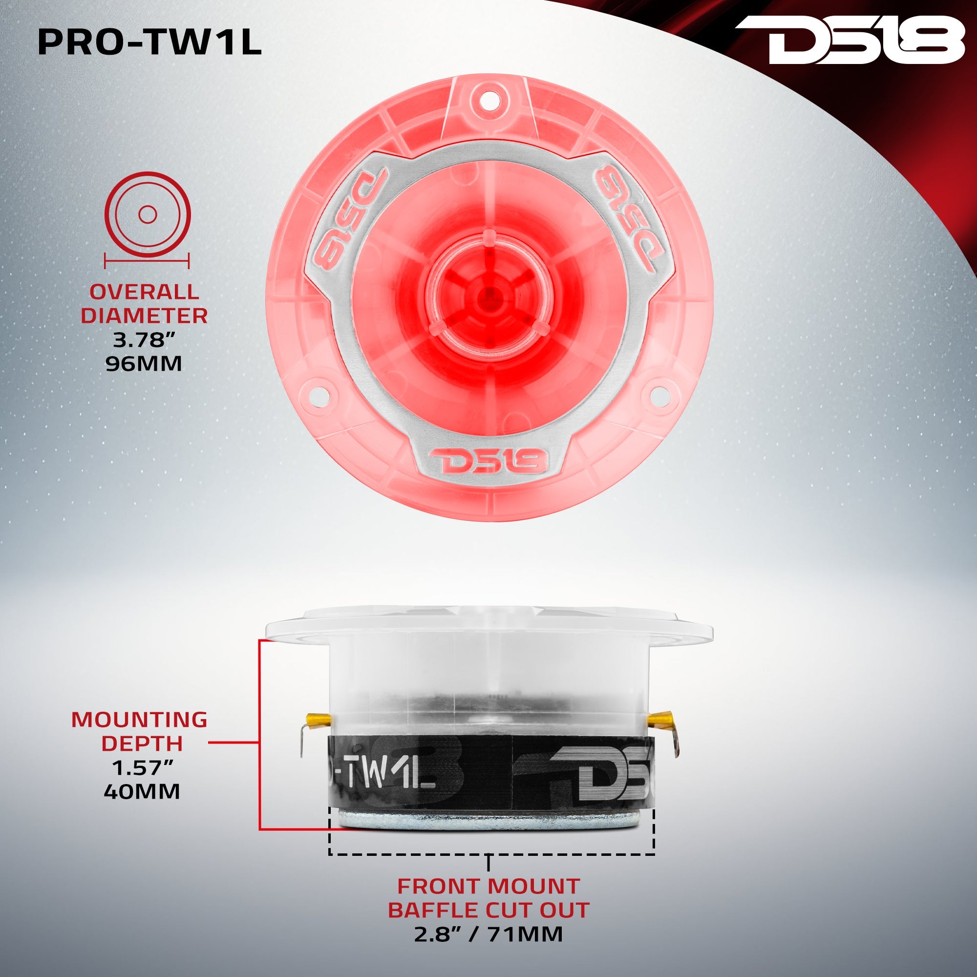 3.8" Super Bullet Tweeter with 1" Aluminum Voice Coil with RGB LED Lights - DS18