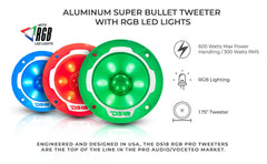 3.8" Super Bullet Tweeter 120 Watts 1" Aluminum 4-Ohm Vc with RGB LED Lights - DS18