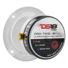 3.8" Super Bullet Tweeter 120 Watts 1" Aluminum 4-Ohm Vc with RGB LED Lights - DS18