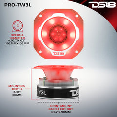 4" Super Bullet Tweeter 250 Watts 1.5" Titanium 4-Ohm Vc with RGB LED Lights - DS18