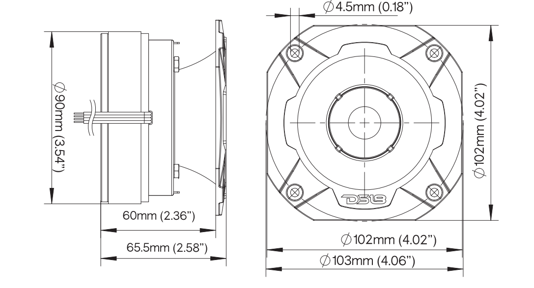 4" Super Bullet Tweeter 250 Watts 1.5" Titanium 4-Ohm Vc with RGB LED Lights - DS18