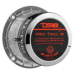 4.5" Super Bullet Tweeter 280 Watts 1.75" Titanium 4-Ohm Vc with RGB LED Lights - DS18