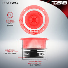 4.5" Super Bullet Tweeter 280 Watts 1.75" Titanium 4-Ohm Vc with RGB LED Lights - DS18