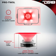 4" x 5.35" Super Bullet Tweeter 250 Watts 1.5" Aluminum 4-Ohm Vc with RGB LED Lights - DS18